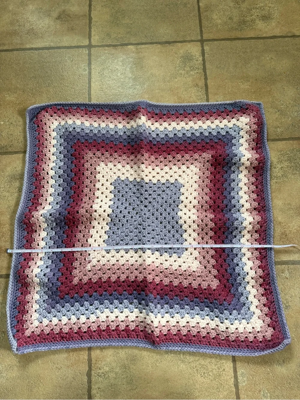 Handmade Crochet Square Baby Blanket- Multi Pink & Purple
